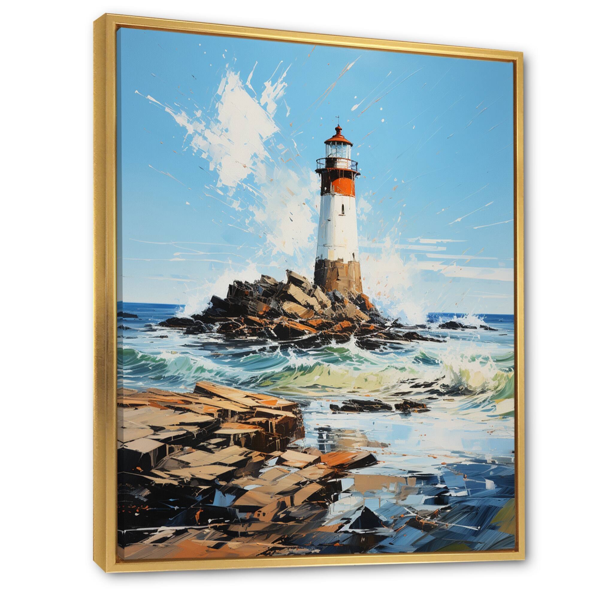 Designart "Lighthouses Coastal Solitude I" Lighthouses Framed Wall Art